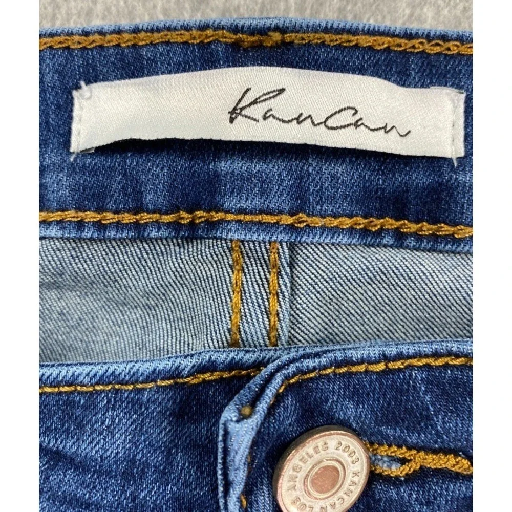 Kancan Ankle Skinny Mid Rise Womens Jeans 13/30 (Fits 32x29.5) Dark Wash Stretch